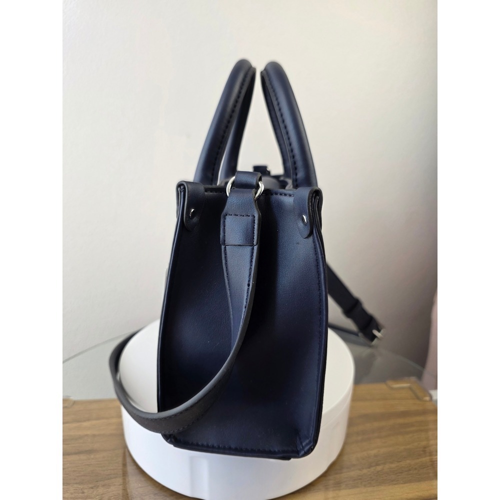Nine West Archy Mini Satchel Navy Floral Logo Crossbody Bag  Flawed Poor - Picture 4 of 9